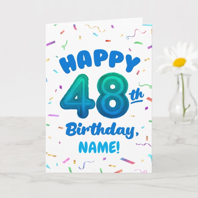 Happy 48th Birthday Card with Custom Name Kort (Liten växt)