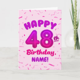 Happy 48th Birthday Card with Custom Name Kort