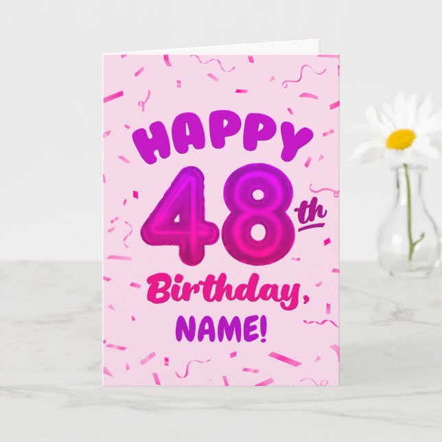 Happy 48th Birthday Card with Custom Name Kort (Liten växt)