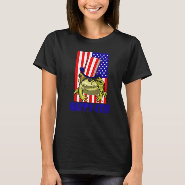 Happy 4Th American Flag Frog  Women Frog Love  1 T Shirt (Framsida)
