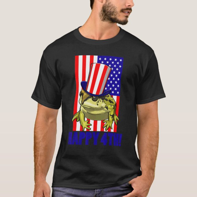 Happy 4Th American Flag Frog  Women Frog Love 2 T Shirt (Framsida)