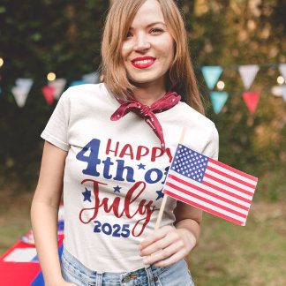 Happy 4th of July 2025 - Patriotic Design in Red & T Shirt