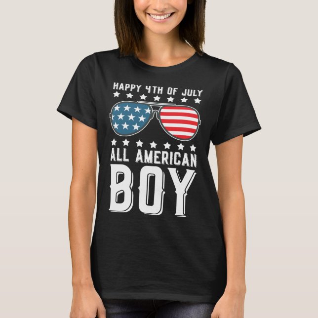 Happy 4th of July All American Boy T Shirt (Framsida)