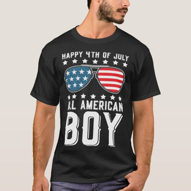 Happy 4th of July All American Boy T Shirt (Framsida)