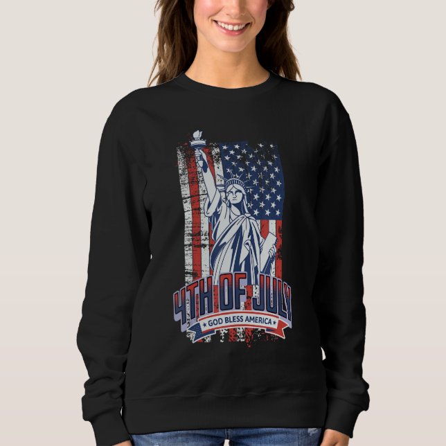 Happy 4th Of July American Flag Patriotic US Women T Shirt (Framsida)