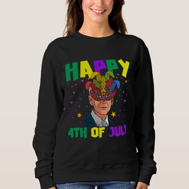 Happy 4th Of July Baiden With Mardi Gras Costume T Shirt (Framsida)