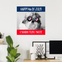 Happy 4th of July i shih tzu not dog USA flag Wall