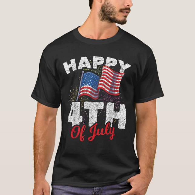 Happy 4th Of July Patriotic American US Flag 4th O T Shirt (Framsida)