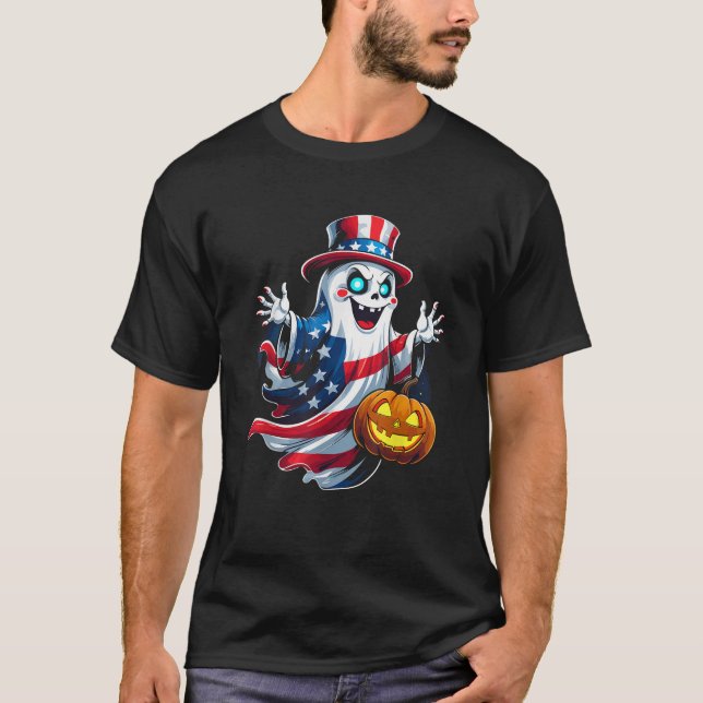 Happy 4th Of July Patriotic Halloween Funny Men Wo T Shirt (Framsida)