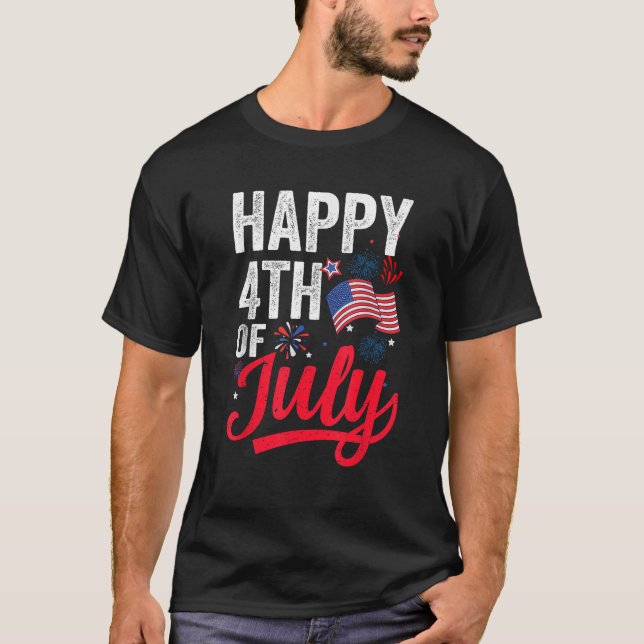 Happy 4th Of July US Flag American Funny Fourth 4t T Shirt (Framsida)