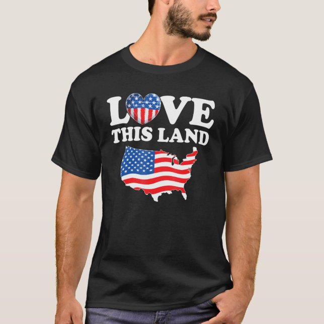 Happy 4th Of July US Flag Patriotic American Map T Shirt (Framsida)