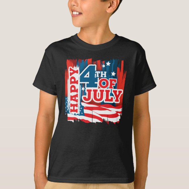 Happy 4th of July - USA flag T Shirt (Framsida)