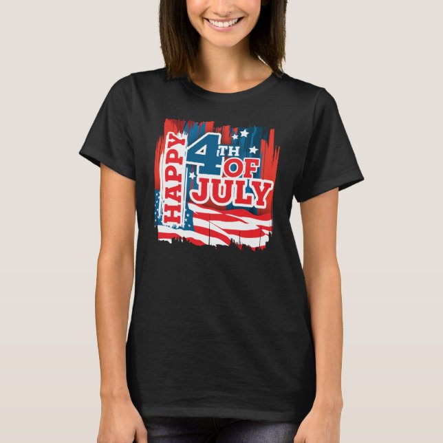 Happy 4th of July - USA flag T Shirt (Framsida)