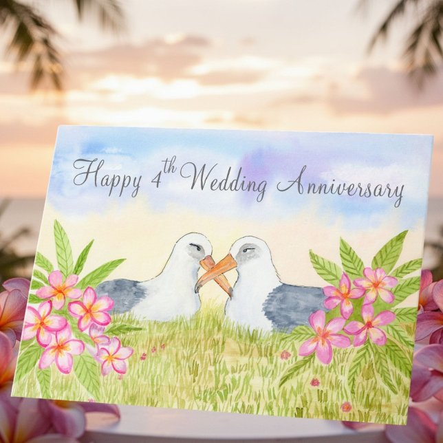 Happy 4th Wedding Anniversary Laysan Albatross Kort (Skapare uppladdad)
