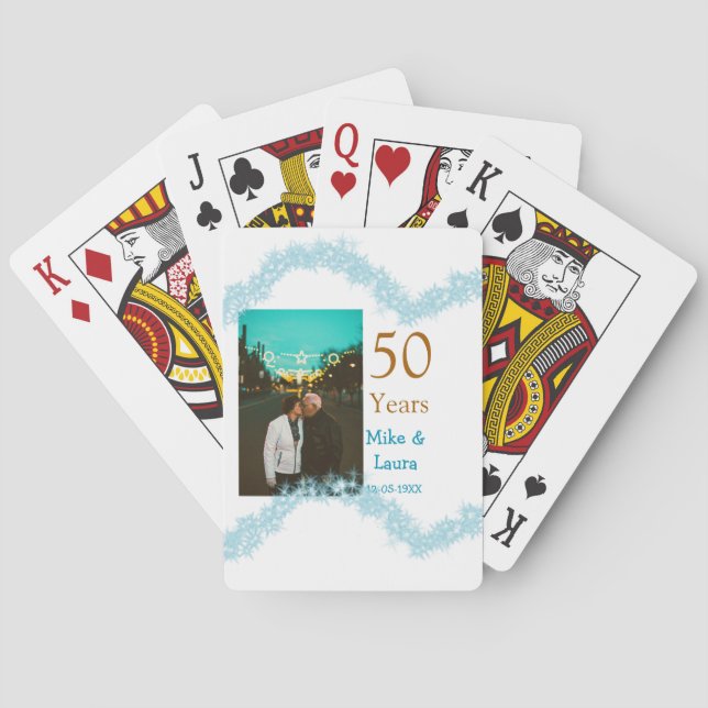 Happy 50th anniversary add couple name date weddin casinokort (Baksidan)