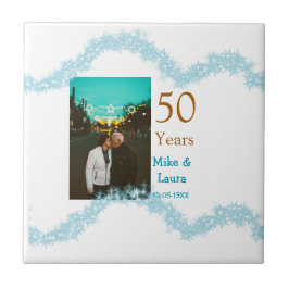 Happy 50th anniversary add couple name date weddin kakelplatta