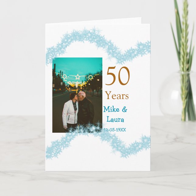 Happy 50th anniversary add couple name date weddin kort (Framsida)