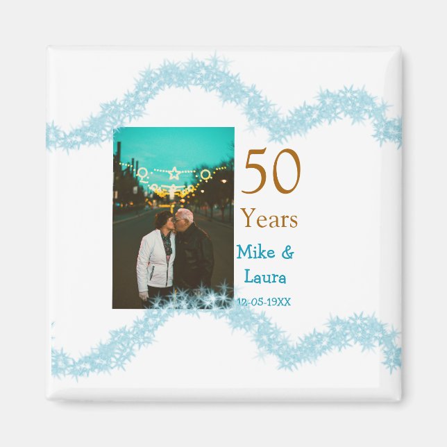 Happy 50th anniversary add couple name date weddin magnet (Framsidan)