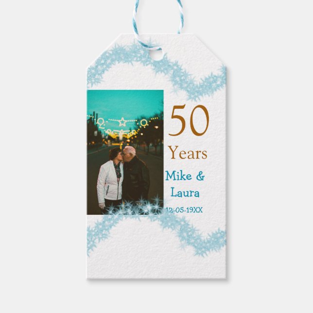 Happy 50th anniversary add couple name date weddin presentetikett (Framsidan)