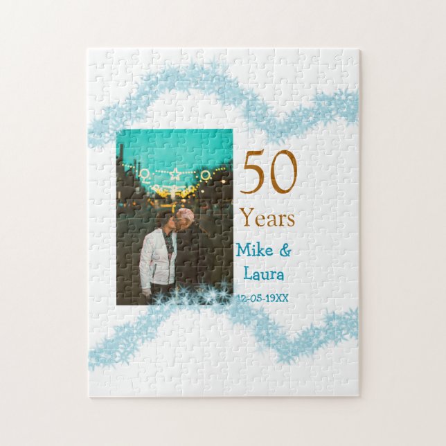 Happy 50th anniversary add couple name date weddin pussel (Vertikal)