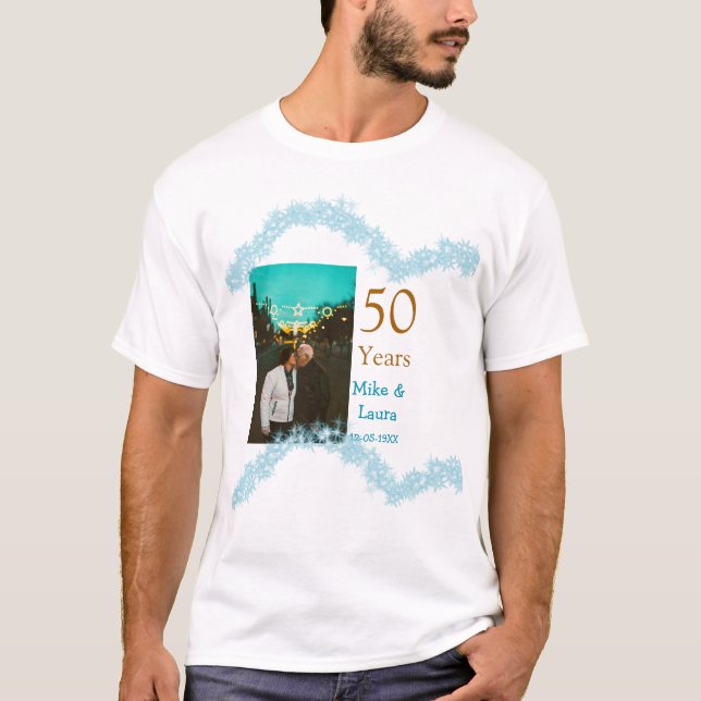 Happy 50th anniversary add couple name date weddin t shirt (Framsida)