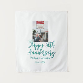 Happy 50th anniversary photo turquoise bow name da