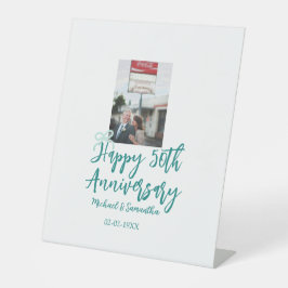 Happy 50th anniversary photo turquoise bow name da