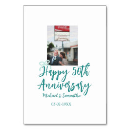 Happy 50th anniversary photo turquoise bow name da bordsnummer