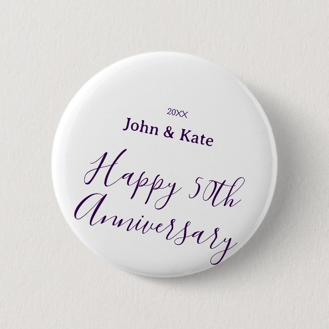 Happy 50th anniversary purple name year simple  knapp (Framsida)