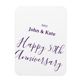 Happy 50th anniversary purple name year simple  magnet