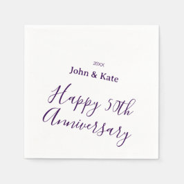 Happy 50th anniversary purple name year simple  pappersservett