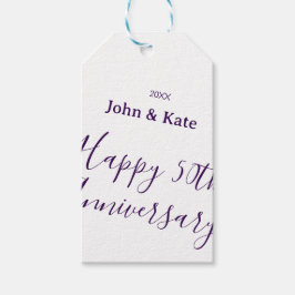 Happy 50th anniversary purple name year simple  presentetikett