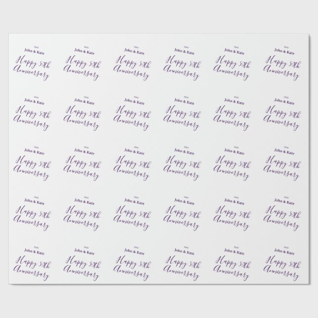 Happy 50th anniversary purple name year simple  presentpapper (Platt)