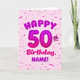 Happy 50th Birthday Card with Custom Name Kort