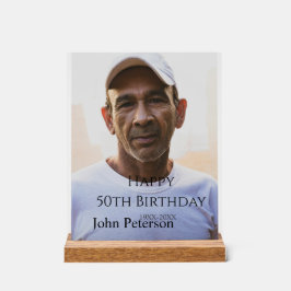 Happy 50th birthday name photo year man simple min