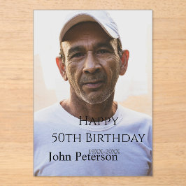 Happy 50th birthday name photo year man simple min