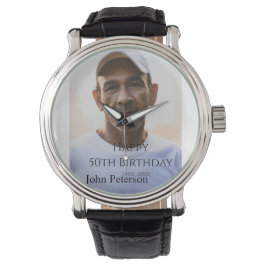 Happy 50th birthday name photo year man simple min armbandsur