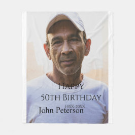Happy 50th birthday name photo year man simple min fleecefilt