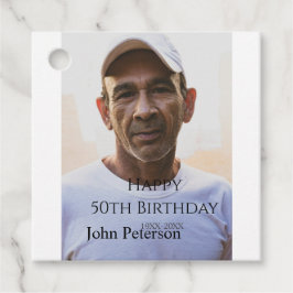 Happy 50th birthday name photo year man simple min gåvor etiketter