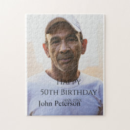 Happy 50th birthday name photo year man simple min pussel