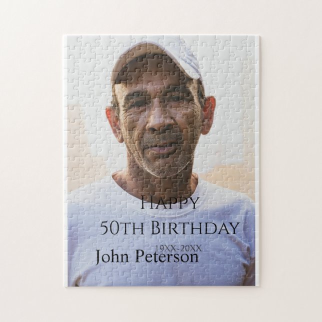 Happy 50th birthday name photo year man simple min pussel (Vertikal)