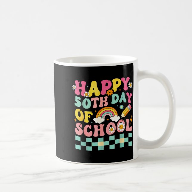 Happy 50th Day Of School Retro Teacher Students Sm Kaffemugg (Höger)