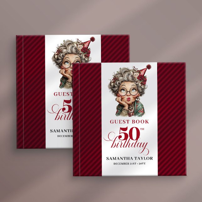 Happy 50th whimsical lady party sign in guest book gästböcker (Happy 50th whimsical lady party sign in guest book)