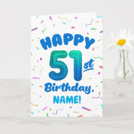 Happy 51st Birthday Card with Custom Name Kort