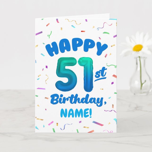 Happy 51st Birthday Card with Custom Name Kort (Liten växt)