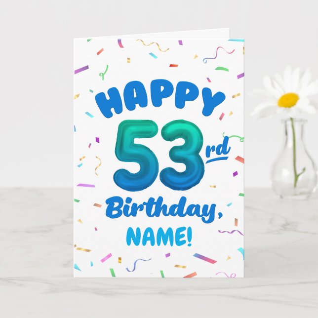 Happy 53rd Birthday Card with Custom Name Kort (Liten växt)