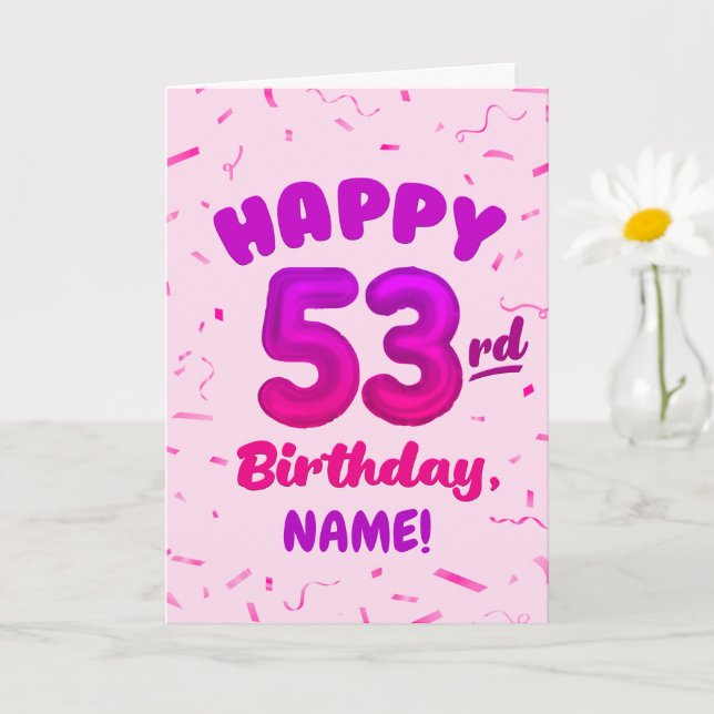 Happy 53rd Birthday Card with Custom Name Kort (Liten växt)