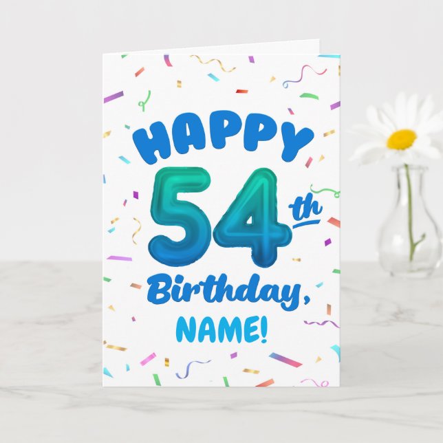 Happy 54th Birthday Card with Custom Name Kort (Liten växt)