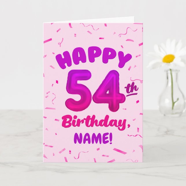 Happy 54th Birthday Card with Custom Name Kort (Liten växt)