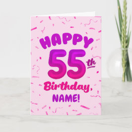 Happy 55th Birthday Card with Custom Name Kort